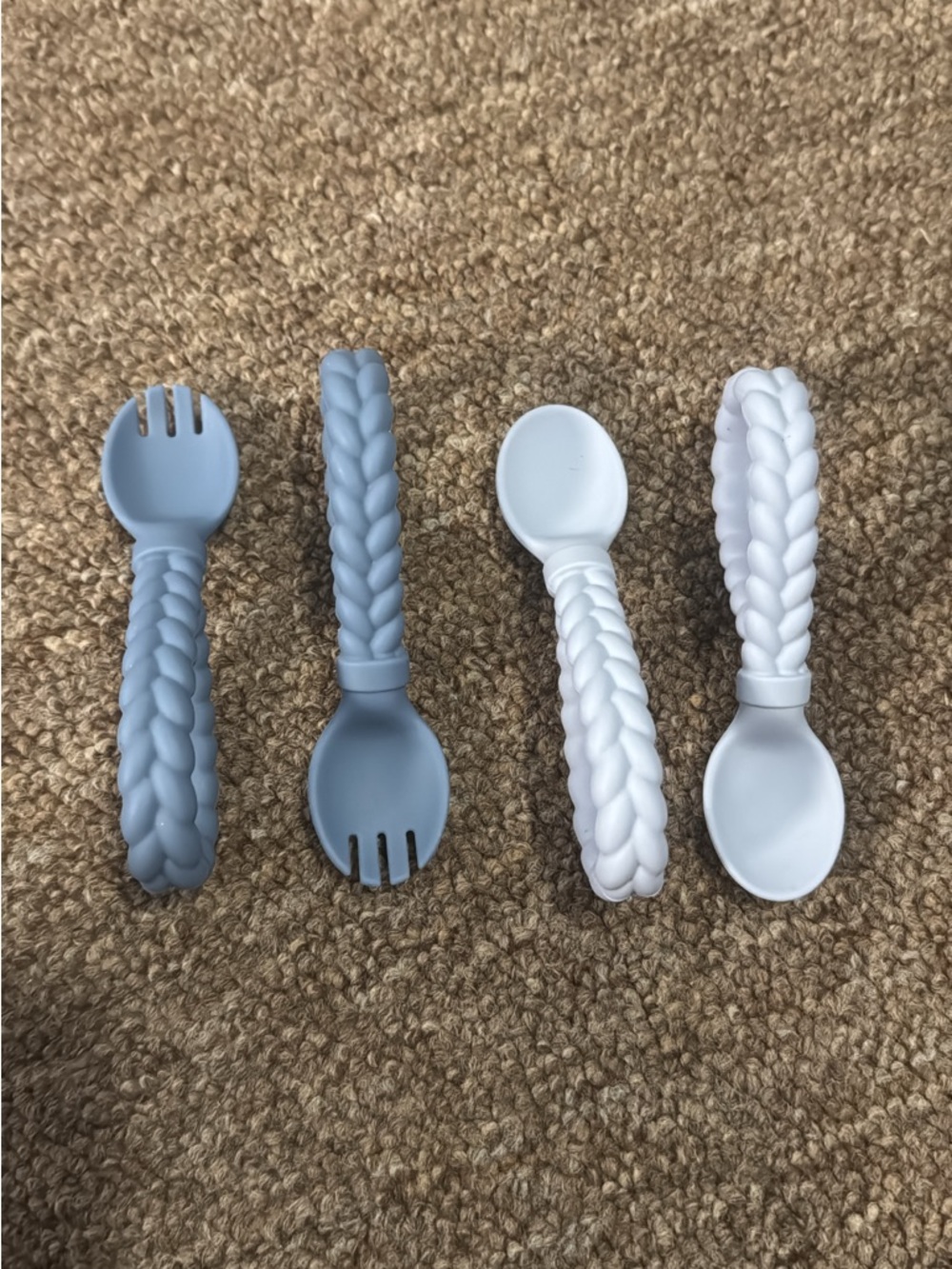 Itzy Ritzy Braided Handle Baby Spoons & Forks Set - Blue EUC